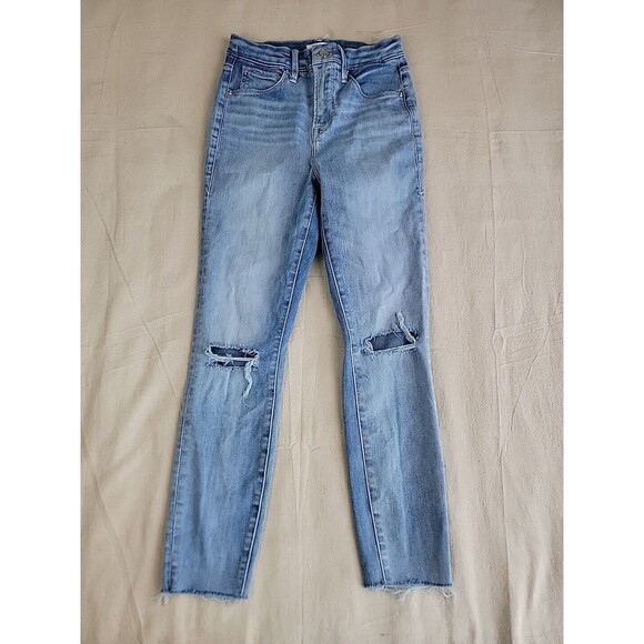 Good American Jeans Womens 2 25x25 Waist Distressed Stretch Mid Rise Modern USA - Picture 1 of 12